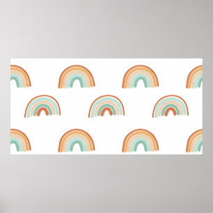 Poster Padrão sem costura desenhado manualmente arco-ír