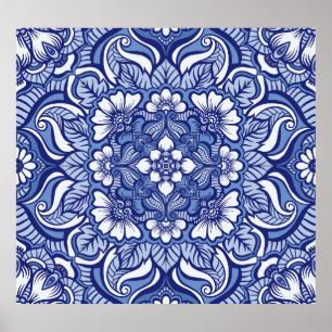 Poster Padrão Sem Costura do Étnico Oriental Henna
