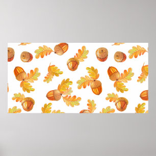 Poster padrão sem costura do outono com folhas coloridas