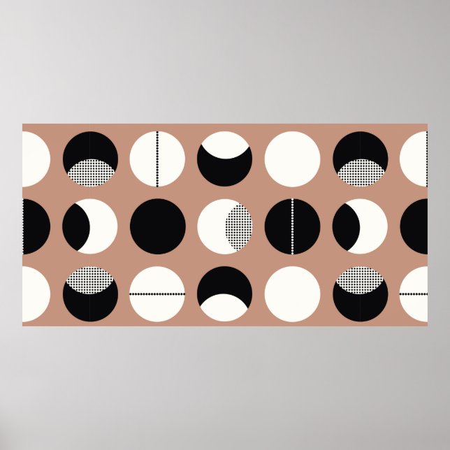 Poster Padrão sem costura dos círculos pretos e brancos (Frente)