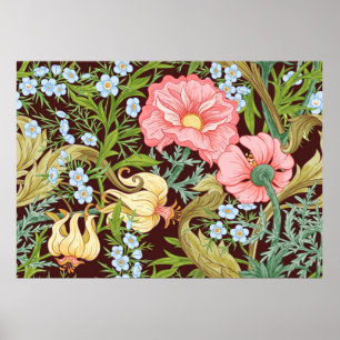 Poster Padrão sem costura floral, fundo com arte no