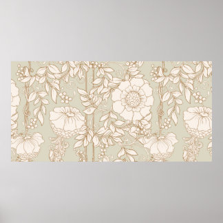 Poster Padrão sem costura, fundo com flor decorativa