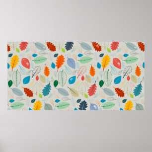 Poster Padrão sem costura - vintage Autumn deixa Illustr