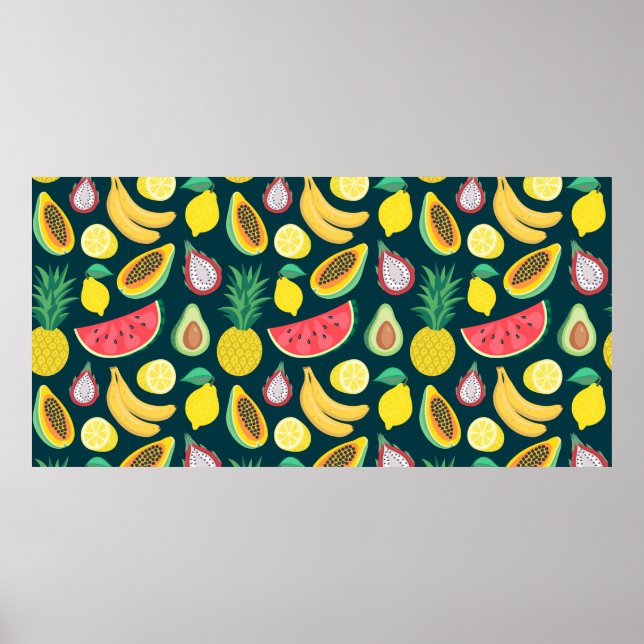 Poster padrão sem descontinuidades da fruta tropical (Frente)