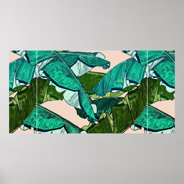 Poster Padrão sem descontinuidades das folhas tropicais d (Frente)