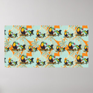 Poster Padrão sem descontinuidades de folhas tropicais t