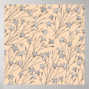 Poster padrão sem descontinuidades flores pastel linchand