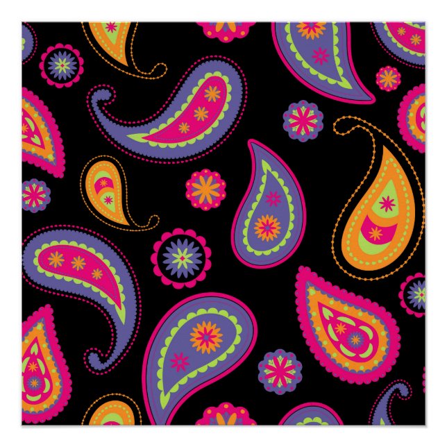 Pôster Padrão sem falhas Colorir Paisley (Frente)