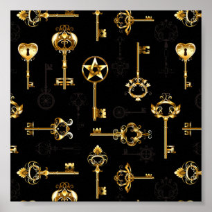 Poster Padrão sem falhas com chaves de Ouro