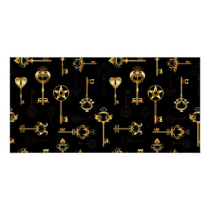 Pôster Padrão sem falhas com chaves de Ouro