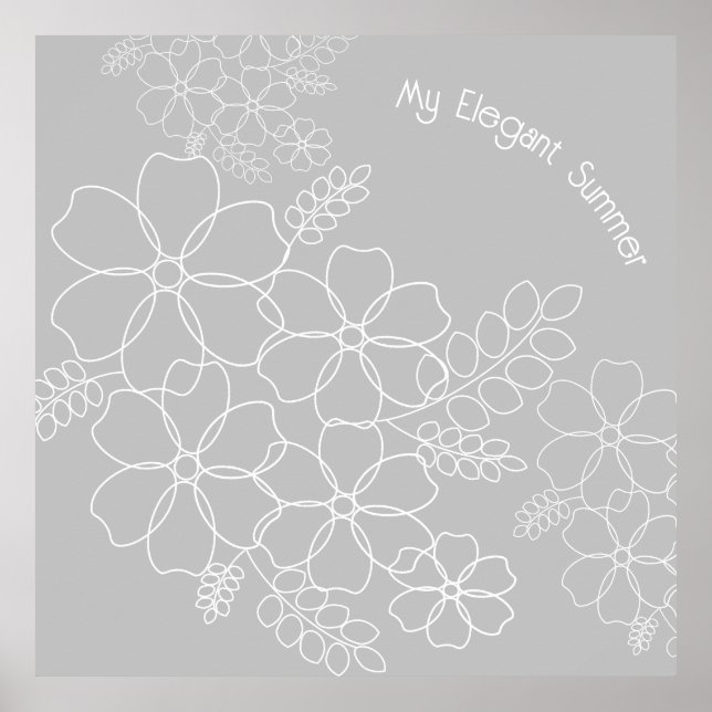 Poster Padrão simples de flores de verão elegante (Frente)