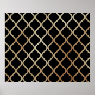 Poster Padrão Simples Elegante Moderno e Dourado marroqui