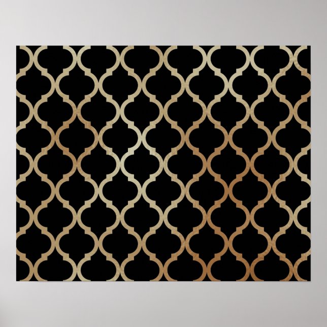 Poster Padrão Simples Elegante Moderno e Dourado marroqui (Frente)