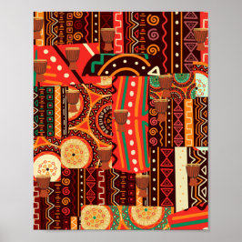 Poster Padrão tribal afrocêntrico do Kente