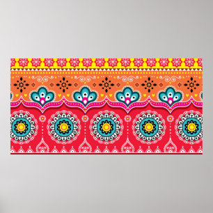 Poster Padrão tribal colorido sem costura