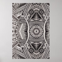Padrão Tribal Mandala Preto e Branco