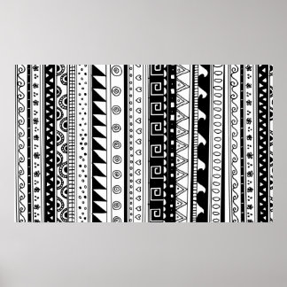 Pôster Padrão tribal preto-e-branco