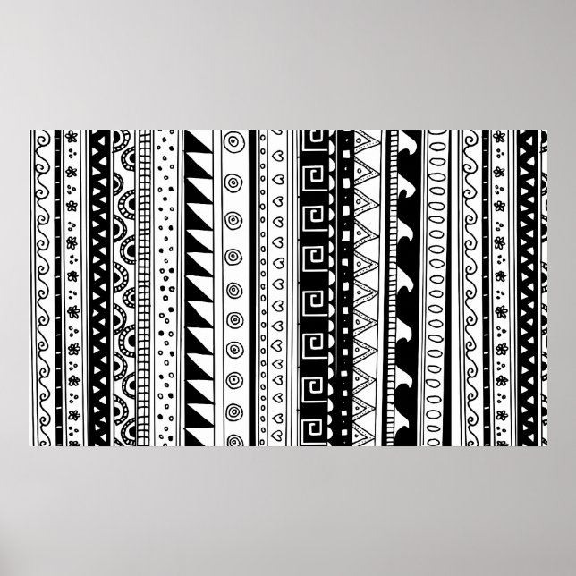 Pôster Padrão tribal preto-e-branco (Frente)