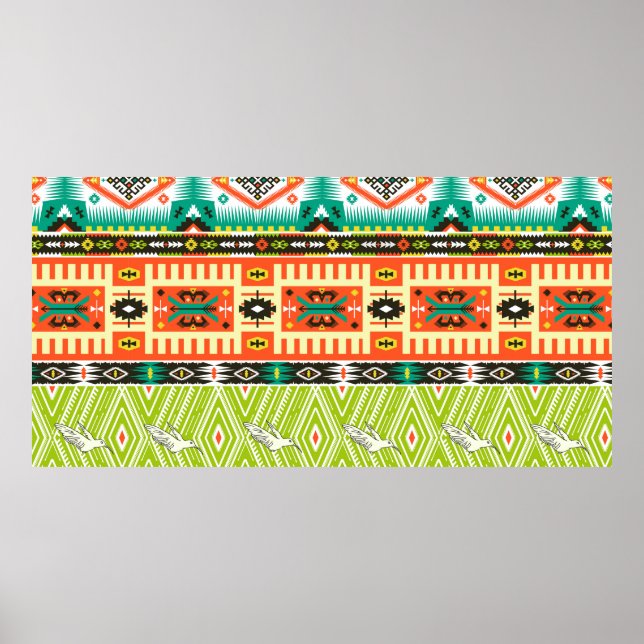 Poster Padrão tribal sem costura com elementos geométrico (Frente)