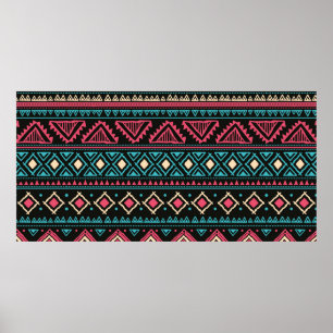 Poster Padrão tribal vintage sem descontinuidades étnica