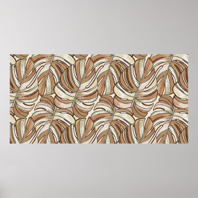 Poster Padrão tropical. Design gráfico com mons incríveis (Frente)