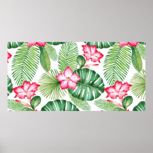 Poster Padrão tropical uniforme de aquarela