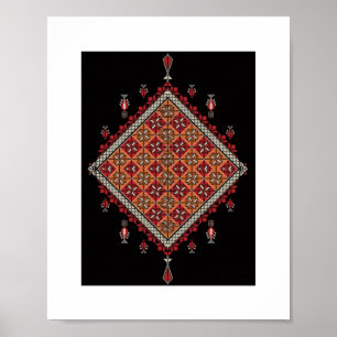 Poster Padrão Turco de Rug em Vermelho