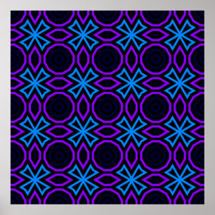 Poster Padrão uniforme azul e preto com geomet simples