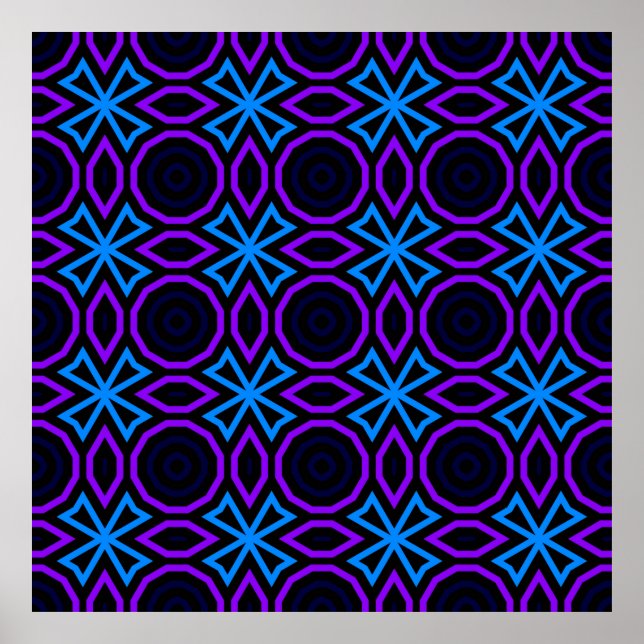 Poster Padrão uniforme azul e preto com geomet simples (Frente)