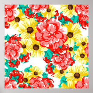 Poster padrão uniforme de abstrato elegância com bac flor