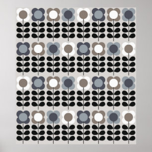 Poster padrão uniforme de abstrato floral. Estilo nórdi