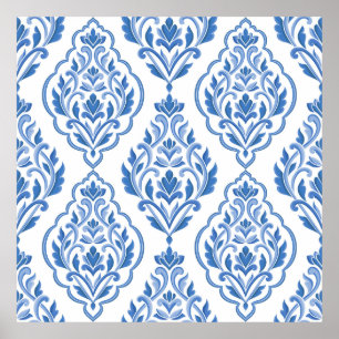 Poster Padrão uniforme de colheita de damascos azul e bra