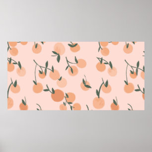 Poster Padrão uniforme de frutas laranja de aquarela