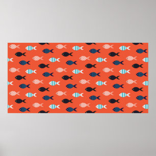 Poster padrão uniforme de peixes de vintage. Captura de 