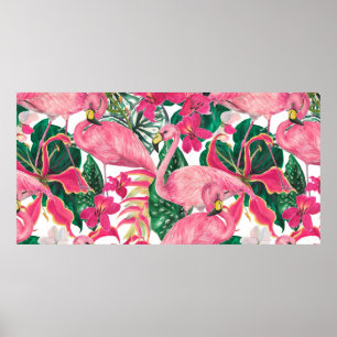 Poster Padrão uniforme de pintura por aquarela com flami