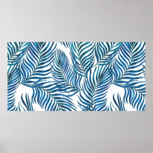 Poster Padrão uniforme de pintura por aquarela com tropi