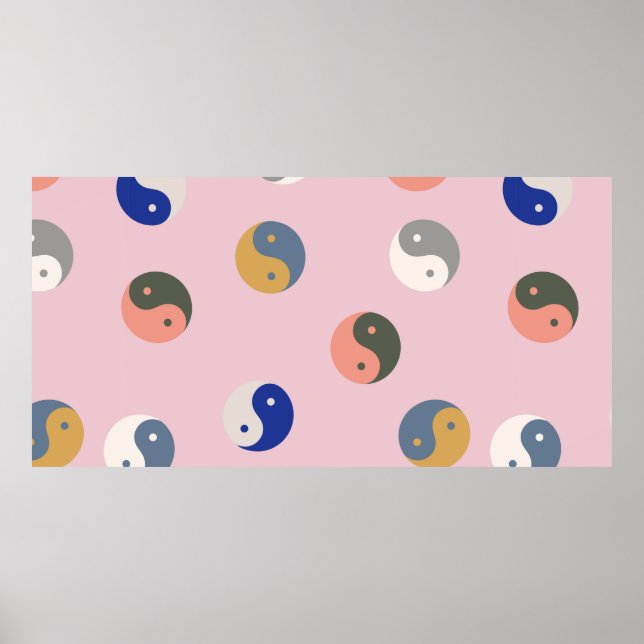 Poster Padrão uniforme de Yin e Yang, espiritual repetíve (Frente)