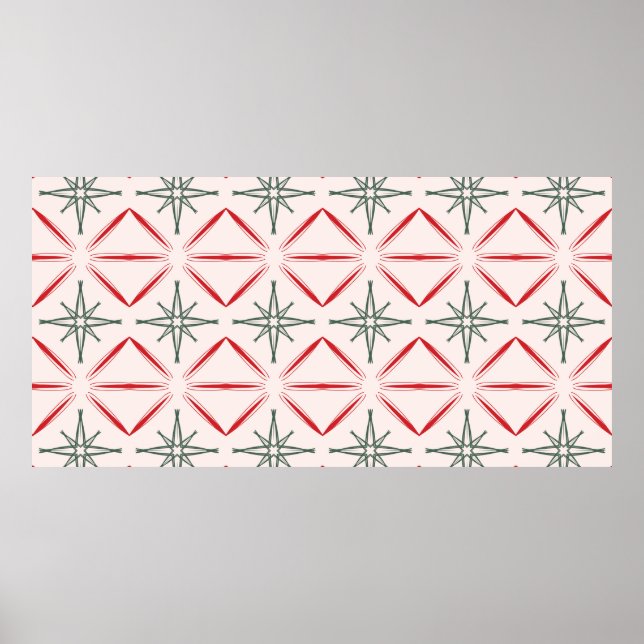 Poster Padrão uniforme do meio século de Natal retrô em v (Frente)