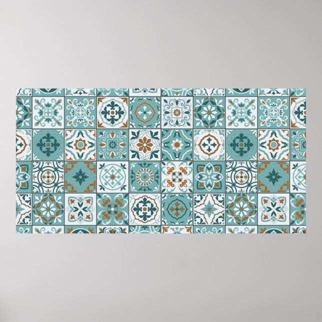 Poster Padrão uniforme mediterrânico de azulejos marroqui (Frente)