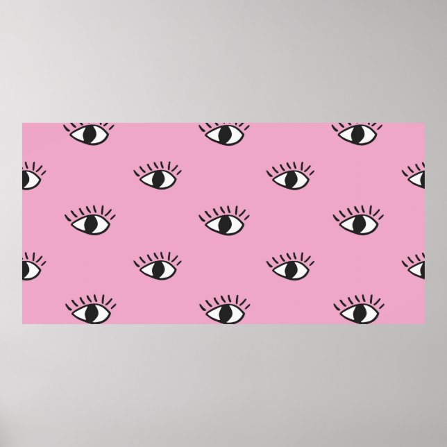 Poster Padrão uniforme moderno com olhos desenhados à mão (Frente)