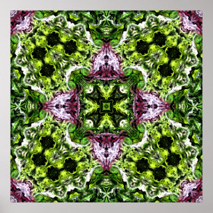 Poster Padrão Verde e Rosa com Fluxo Orgânico