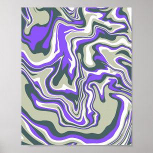 Poster Padrão verde e roxo abstrato