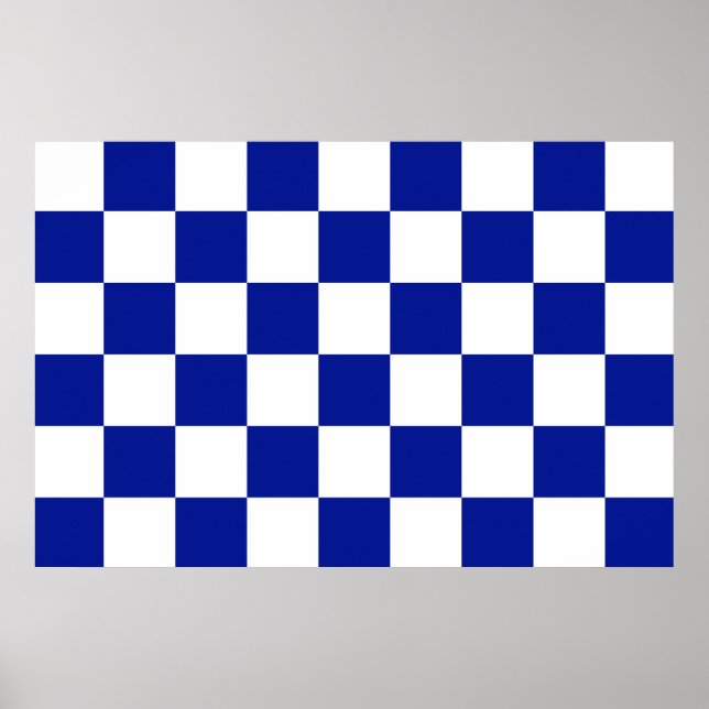 Pôster Padrão Verificado Real Azul e Branco (Frente)