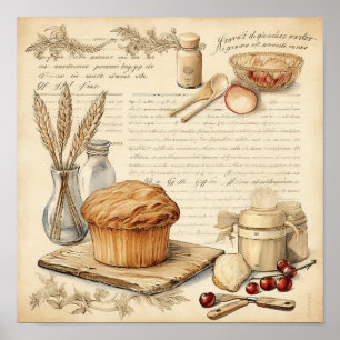 Poster Padrão Vintage Culinary Delights
