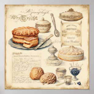 Poster Padrão Vintage Culinary Delights
