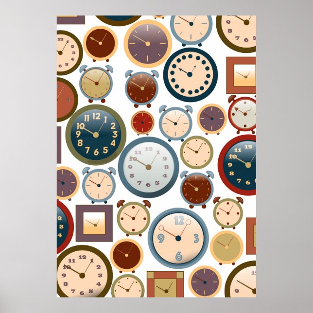 Poster Padrão Vintage Old Clocks (Frente)