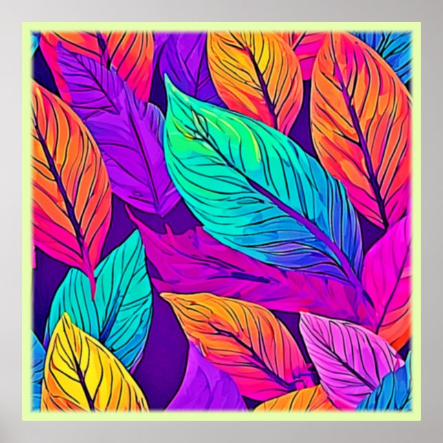 Poster Padrão Vivid Leaf (Frente)