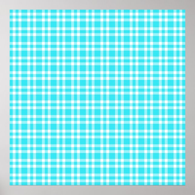 Poster Padrão Xadrez Azul Branco (Frente)