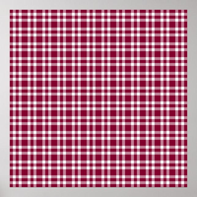 Poster Padrão Xadrez Branco Burgundy (Frente)