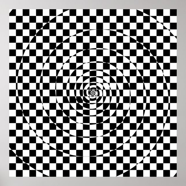 Poster Padrão Xadrez Espiral Logarítmica (Frente)